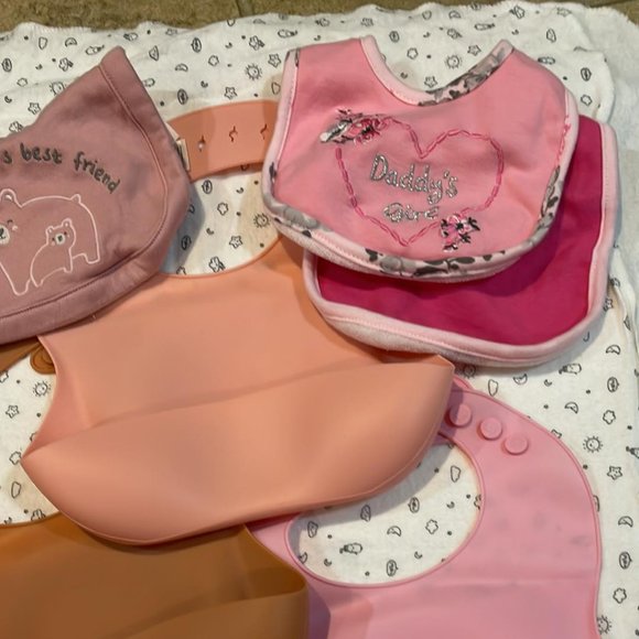 Baby Girl Bibs Silicone Pocket Bibs Cloth Bibs EIGHT BIBS - Picture 4 of 5